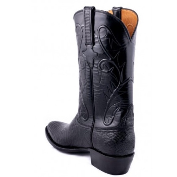 Lucchese Boots Genuine 1 piece Lizard bottoms & Goat Top Leather Black 10.5 EE - Picture 13 of 16